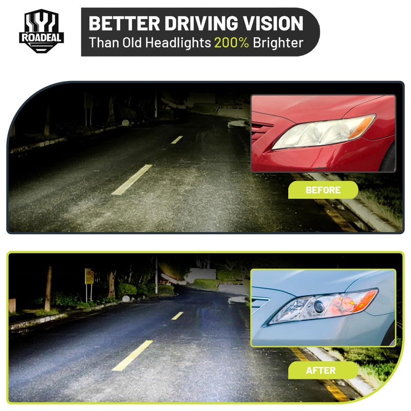 ROADEAL Headlights W/Bulbs for 2007 2008 2009 Toyota Camry Halogen Headlamp Replacement Driver & Passenger Side (Not fit Hybird Models) - Image 5