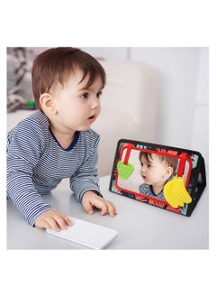 نيبمينينت Baby Mirror Toys,High Contrast Black, White Color Developmental Sensory Perception Toy for Baby,Toys with Crinkle Cloth Book and Teethers, Crawling Activity Mat Floor  - Image 4