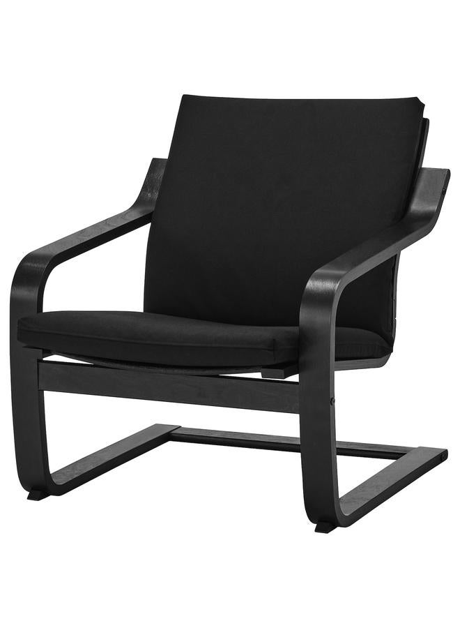 زبون كرسي بذراعين منخفض الظهر، أسود-بني/أسود فيسل - Image 1