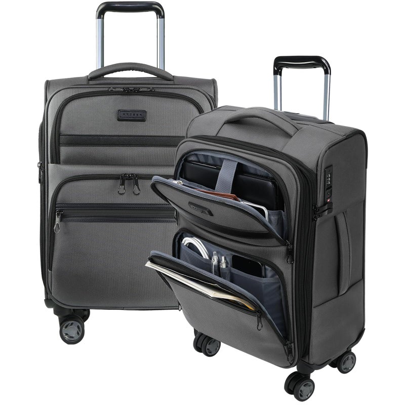 KROSER Softside Expandable Carry On Luggage with Front Business Pockets20 Inch Suitcases with Spinner Wheels Builtin TSA Lock Durable Suitcase Rolling Luggage with USB Port Grey - Image 2