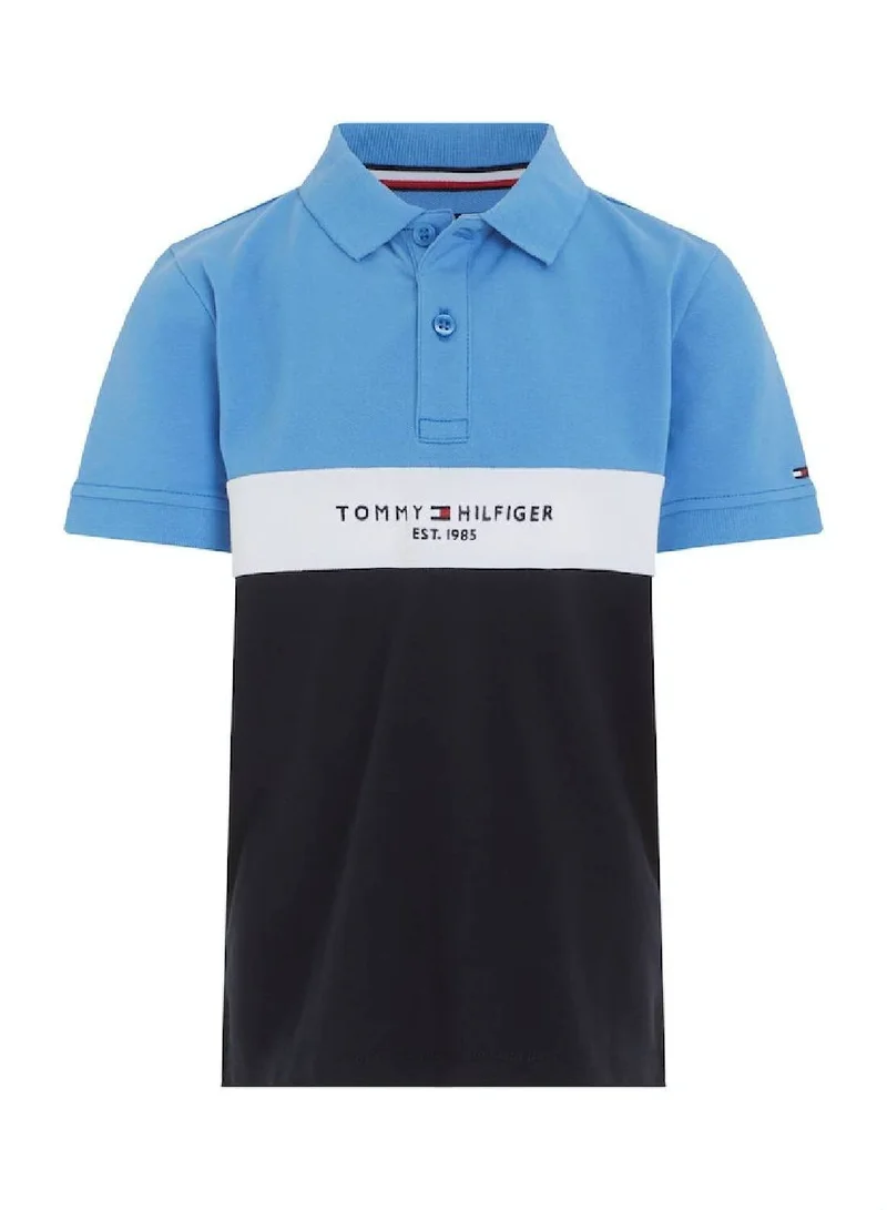 TOMMY HILFIGER Boys' Th Established Colour-Blocked Regular Polo - Cotton, Blue