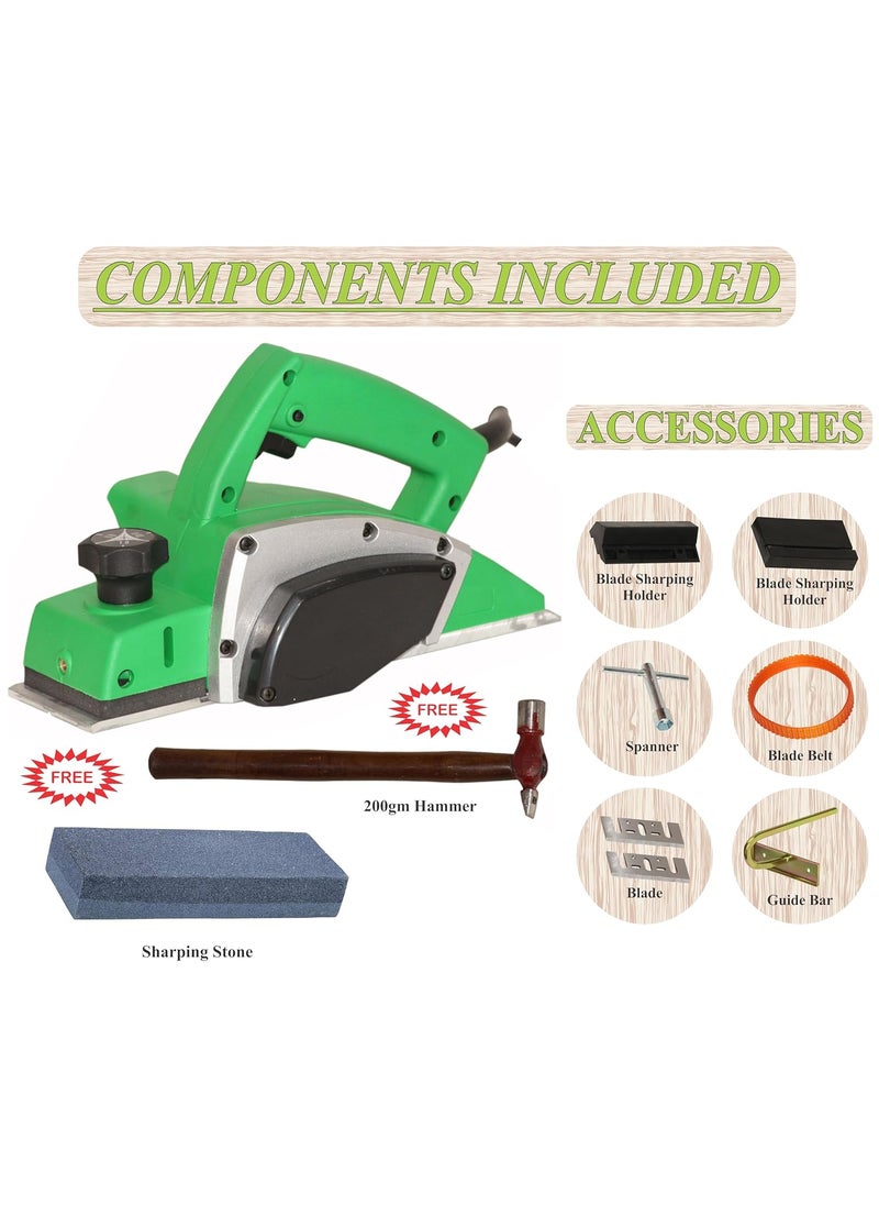 Digital Craft Digital Craft Wood Planer 1400W Machine of Carpentry HighPower MultiFunction Electric Planer Professional Woodworking Machine 82mm Electric Planer MachineSharpening StoneHammer 200 gm  - Image 2
