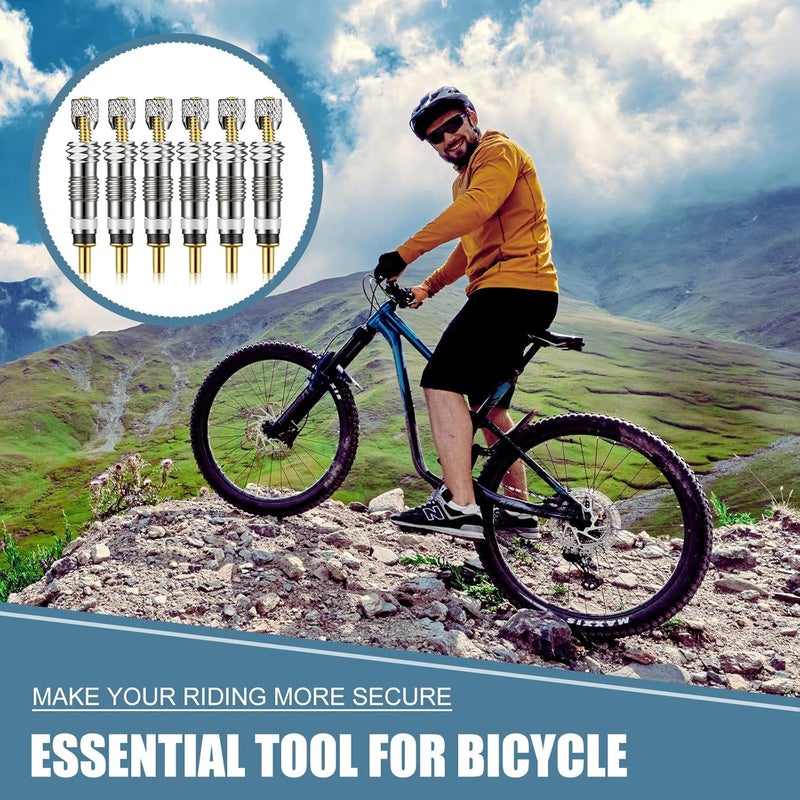 Datanly 50 Pcs Presta Valve Core Bike Replacement Brass Tubeless Core Alloy Valve Core Remover Tool for Tubeless Road MTB Bike Compatible with Vittoria Stan's Continental Kenda - Image 3