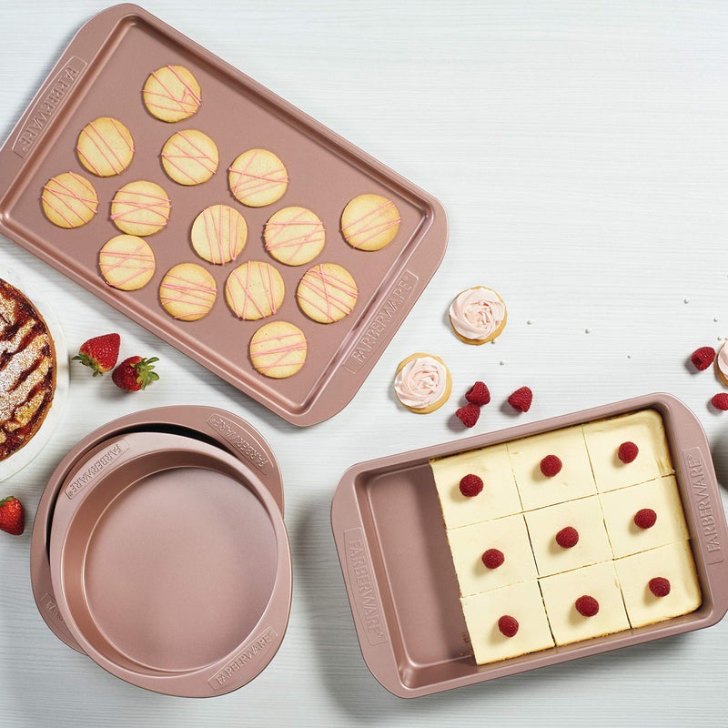 Farberware Nonstick Bakeware, Nonstick Cookie Sheet / Baking Sheet - 11 Inch x 17 Inch, Rose Gold Red - Image 2