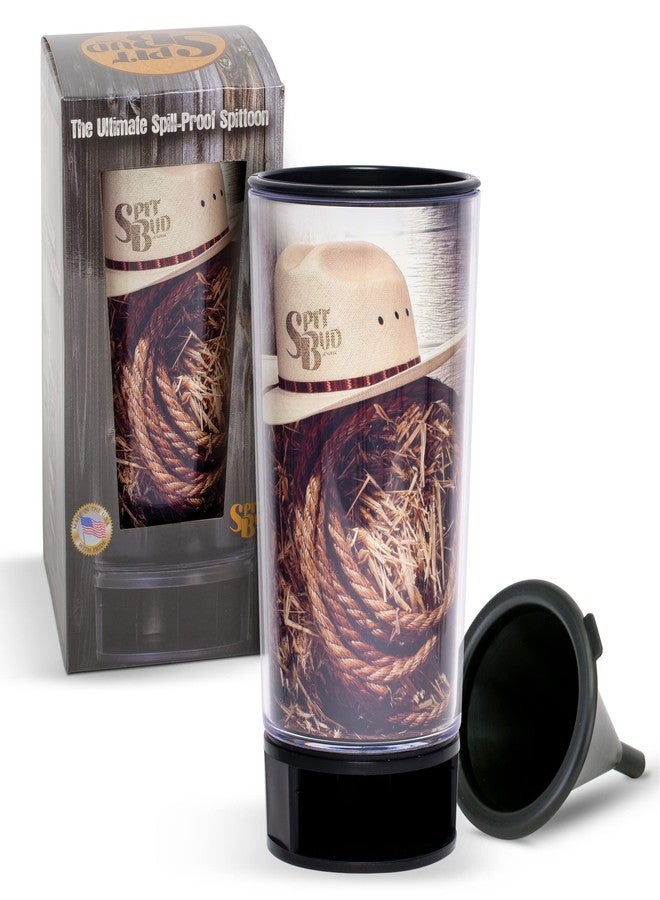 Spit Bud Cowboy Up The Ultimate Spittoon for Chew - Portable Dip & Snuff Cup with Lid, Pop Tab, Spill-Proof Funnel, Can Cutter & Holder - Fit in Cup Holders - Holds 8oz - Made in USA - Image 1