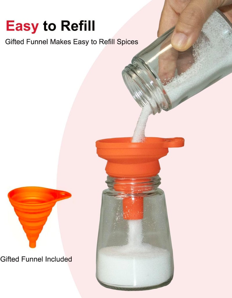 TooWoom Salt Shaker or Pepper Shaker with Adjustable Pour Holes, 4inch Small Glass Bottle Spice Dispenser with Stainless Steel Lid for Himalayan Salt, Table Fine Corse Sea Salt, Black Pepper - Image 5