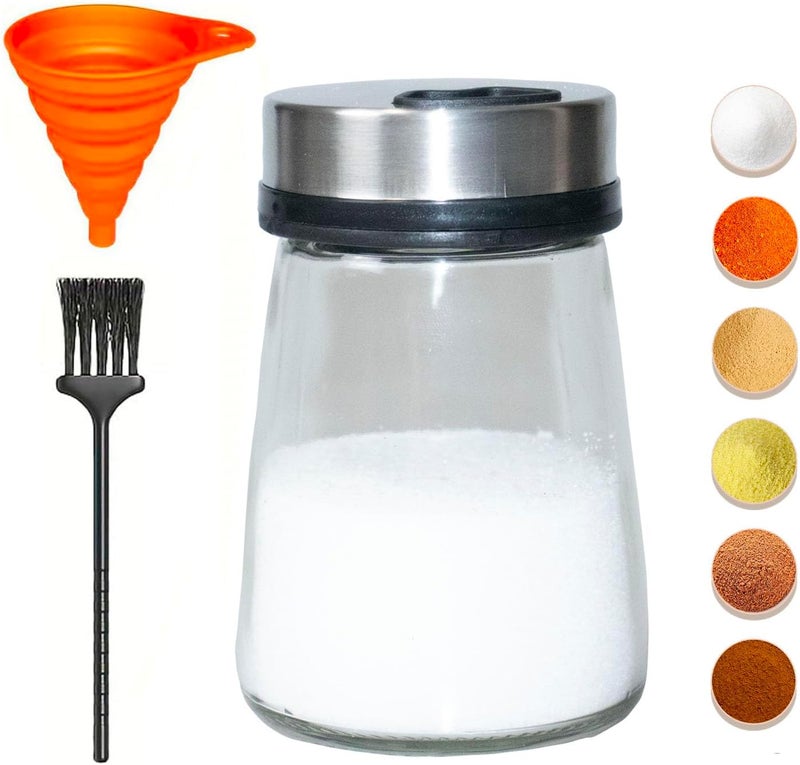 TooWoom Salt Shaker or Pepper Shaker with Adjustable Pour Holes, 4inch Small Glass Bottle Spice Dispenser with Stainless Steel Lid for Himalayan Salt, Table Fine Corse Sea Salt, Black Pepper - Image 1