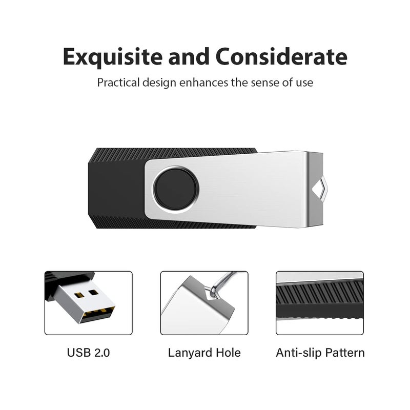 Aiibe 64GB Flash Drive 2 Pack 64GB USB Flash Drive Thumb Drive Zip Drive USB 2.0 Memory Stick USB Drive with Keychain (64G, 2 Colors: Black Green) - Image 4