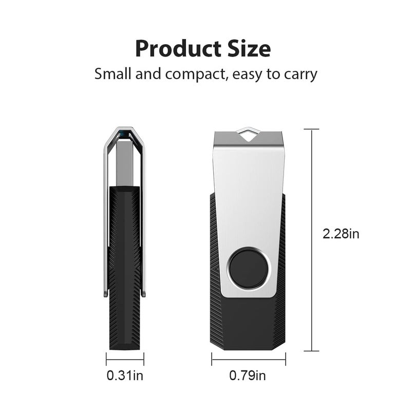 Aiibe 64GB Flash Drive 2 Pack 64GB USB Flash Drive Thumb Drive Zip Drive USB 2.0 Memory Stick USB Drive with Keychain (64G, 2 Colors: Black Green) - Image 3