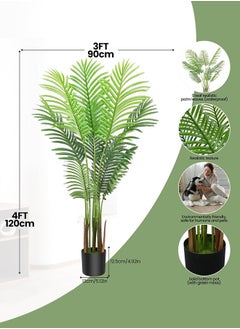 XiuWoo Artificial Plant, 120cm Artificial Areca Palm Tree for Home Decoration, Perfect Lifelike Artificial Tree for Ramadan Decorations and Modern Home Decor indoor outdoor, Office. Perfect Housewarming Gift  - Image 2