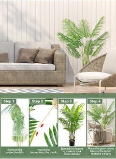XiuWoo Artificial Plant, 120cm Artificial Areca Palm Tree for Home Decoration, Perfect Lifelike Artificial Tree for Ramadan Decorations and Modern Home Decor indoor outdoor, Office. Perfect Housewarming Gift  - Image 4