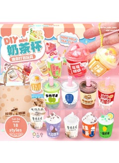 Generic Mr. Toy Children's Toy Mini Milk Tea Cup Creative Cream Glue Diy Material Bag Suit Food Play Small Pendant-Specifications:Little Drink Division -12 Cups  - Image 2