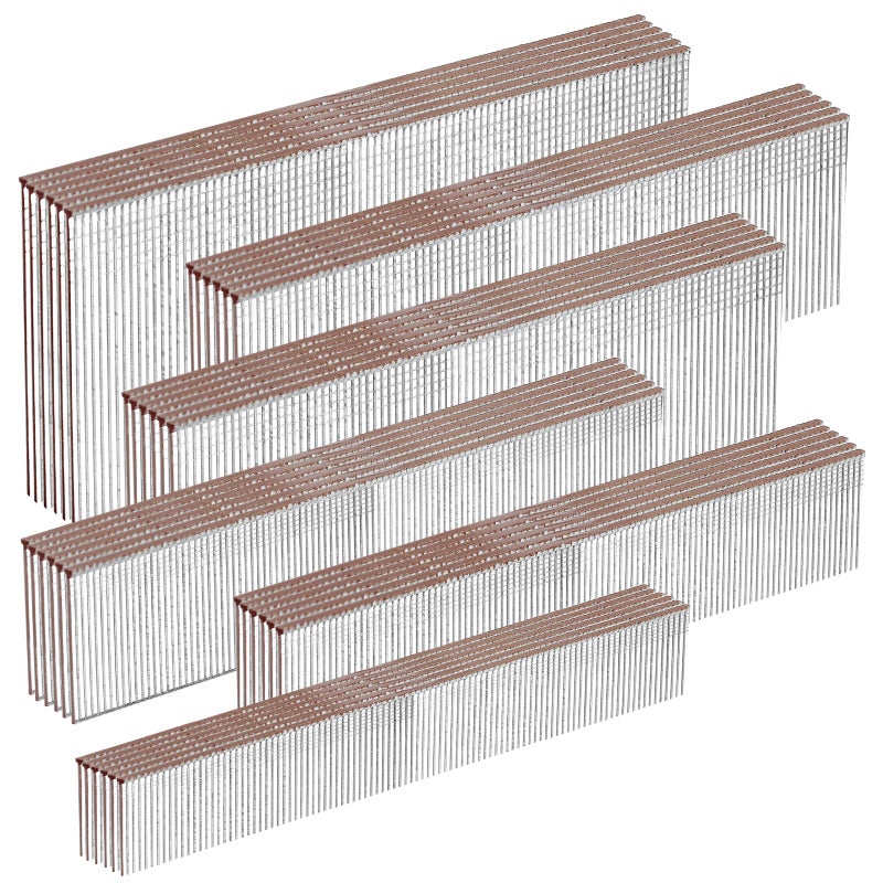 SITLDY 18 Gauge Galvanized Brad Nails Brown T-head 6 Sizes 1600-Pack (5/8"+3/4"+1"+1-1/4"+1-1/2"+2"), Assorted Size Project Pack, for Pneumatic, Electric 18GA Brad Nailer Gun - Image 1