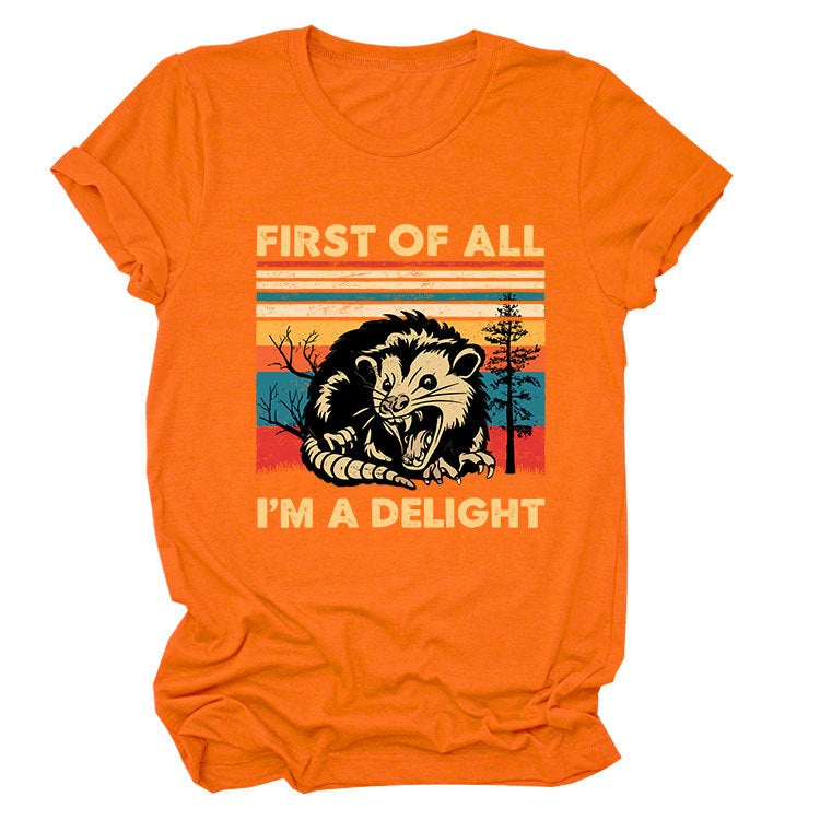 Fun Round Neck Short Sleeve First Of All I'M A Delight Summer Comfortable T-Shirt - Image 1