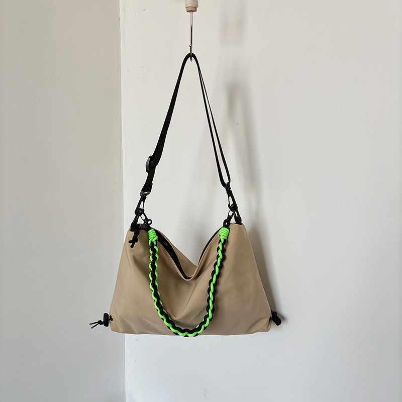 2025 New Canvas Bag Womens Summer High-end Large Capacity Crossbody Bag Fashionable Casual All-match Shoulder Cloth Bag Khaki