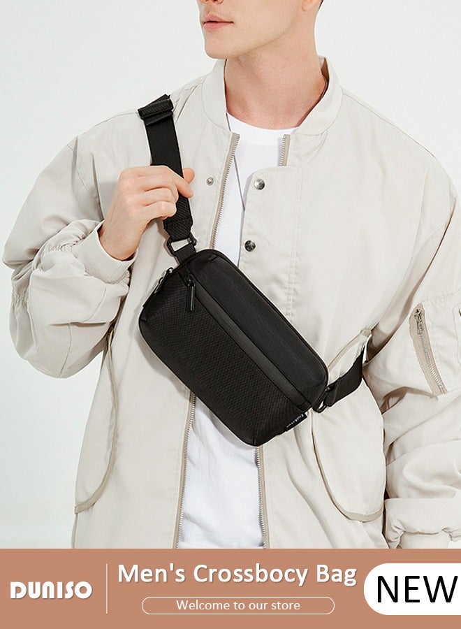 DUNISO Small Crossbody Bag for Men, Mini Messenger Bag Side Shoulder Bag for Phone Passport, Casual Satchel Bag Phone Purse, Mini Sling Bag Fanny Pack Water Resistant for Travelling, Hiking - Image 1
