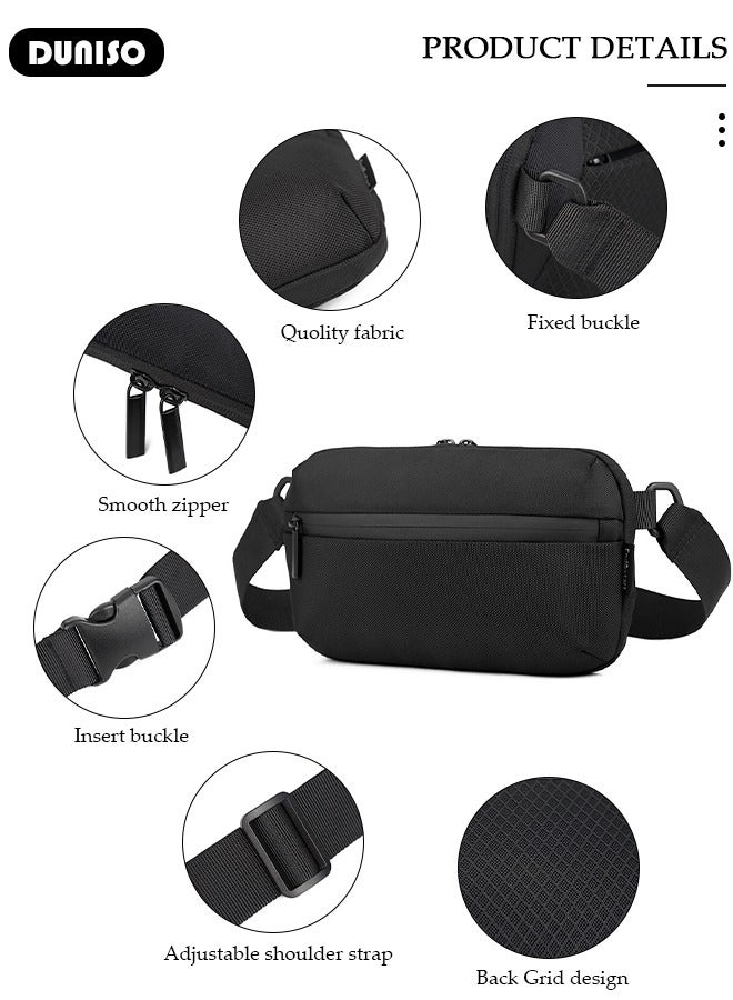 DUNISO Small Crossbody Bag for Men, Mini Messenger Bag Side Shoulder Bag for Phone Passport, Casual Satchel Bag Phone Purse, Mini Sling Bag Fanny Pack Water Resistant for Travelling, Hiking - Image 2