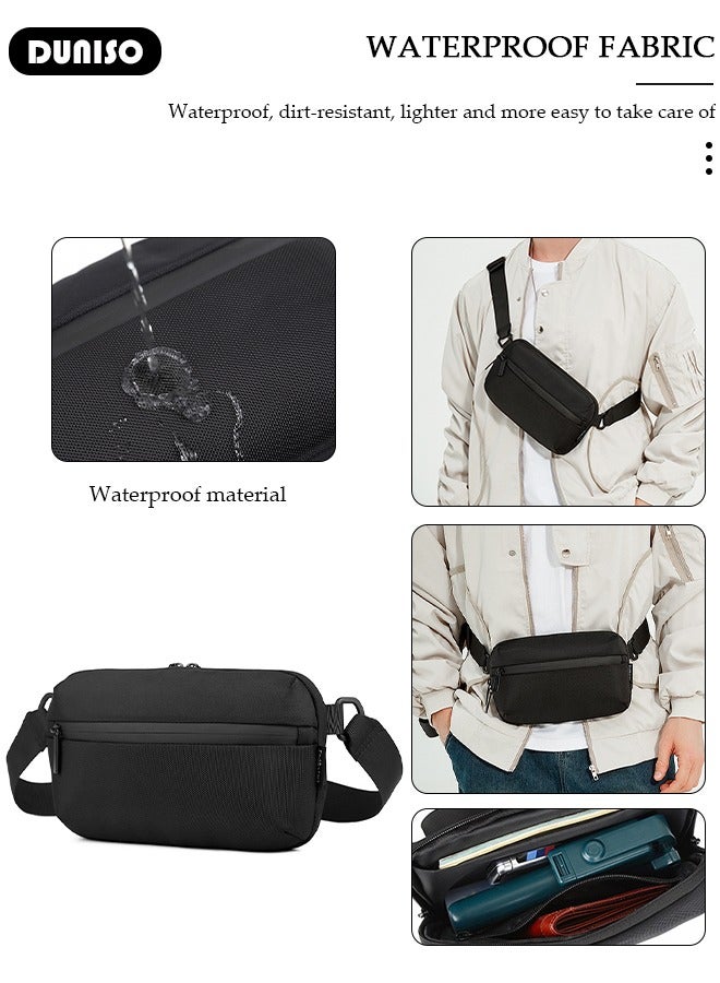 DUNISO Small Crossbody Bag for Men, Mini Messenger Bag Side Shoulder Bag for Phone Passport, Casual Satchel Bag Phone Purse, Mini Sling Bag Fanny Pack Water Resistant for Travelling, Hiking - Image 3