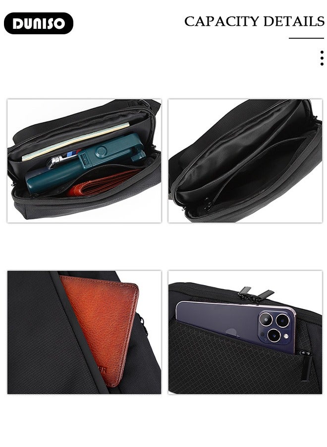 DUNISO Small Crossbody Bag for Men, Mini Messenger Bag Side Shoulder Bag for Phone Passport, Casual Satchel Bag Phone Purse, Mini Sling Bag Fanny Pack Water Resistant for Travelling, Hiking - Image 5