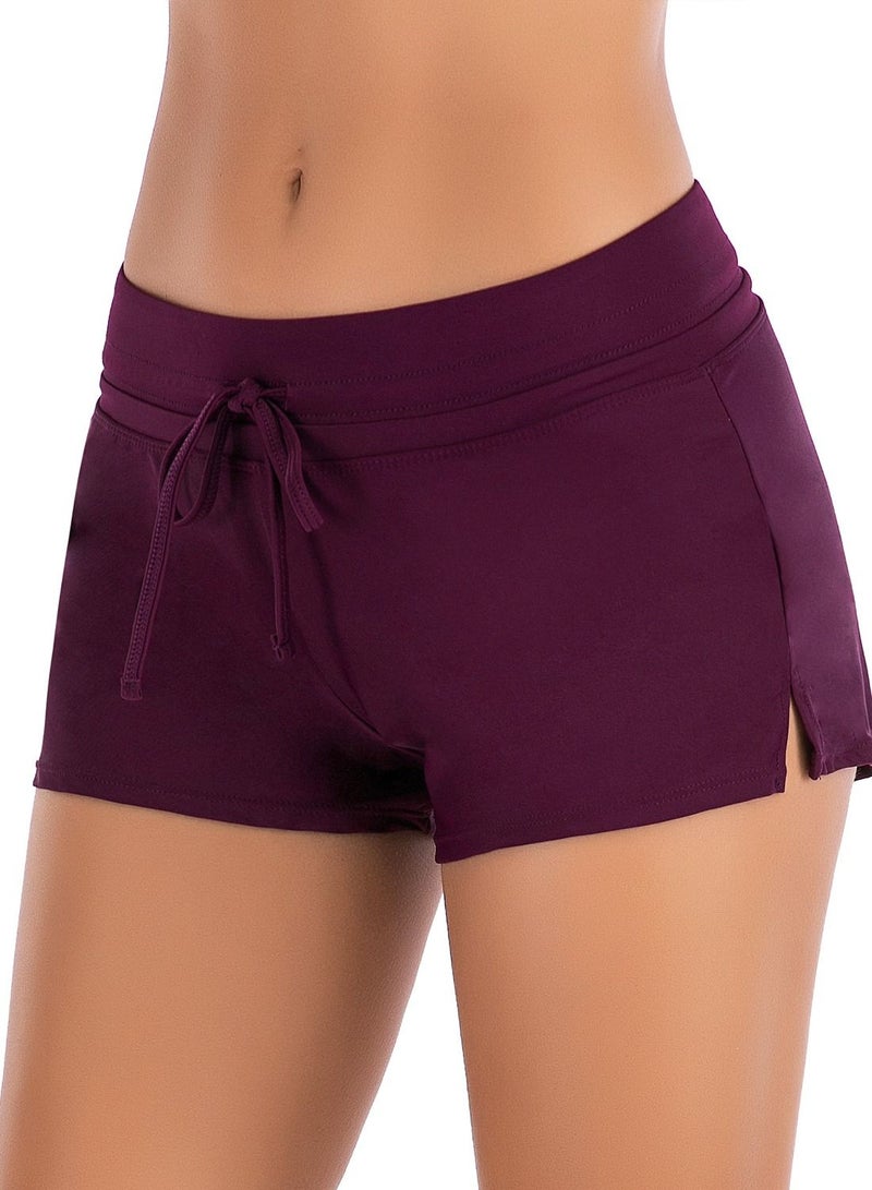Loquat Swimming Trunks Flat Corner Swimming Trunks for Women Conservative Solid Color Fit Beach Swimming Suit  - Image 3