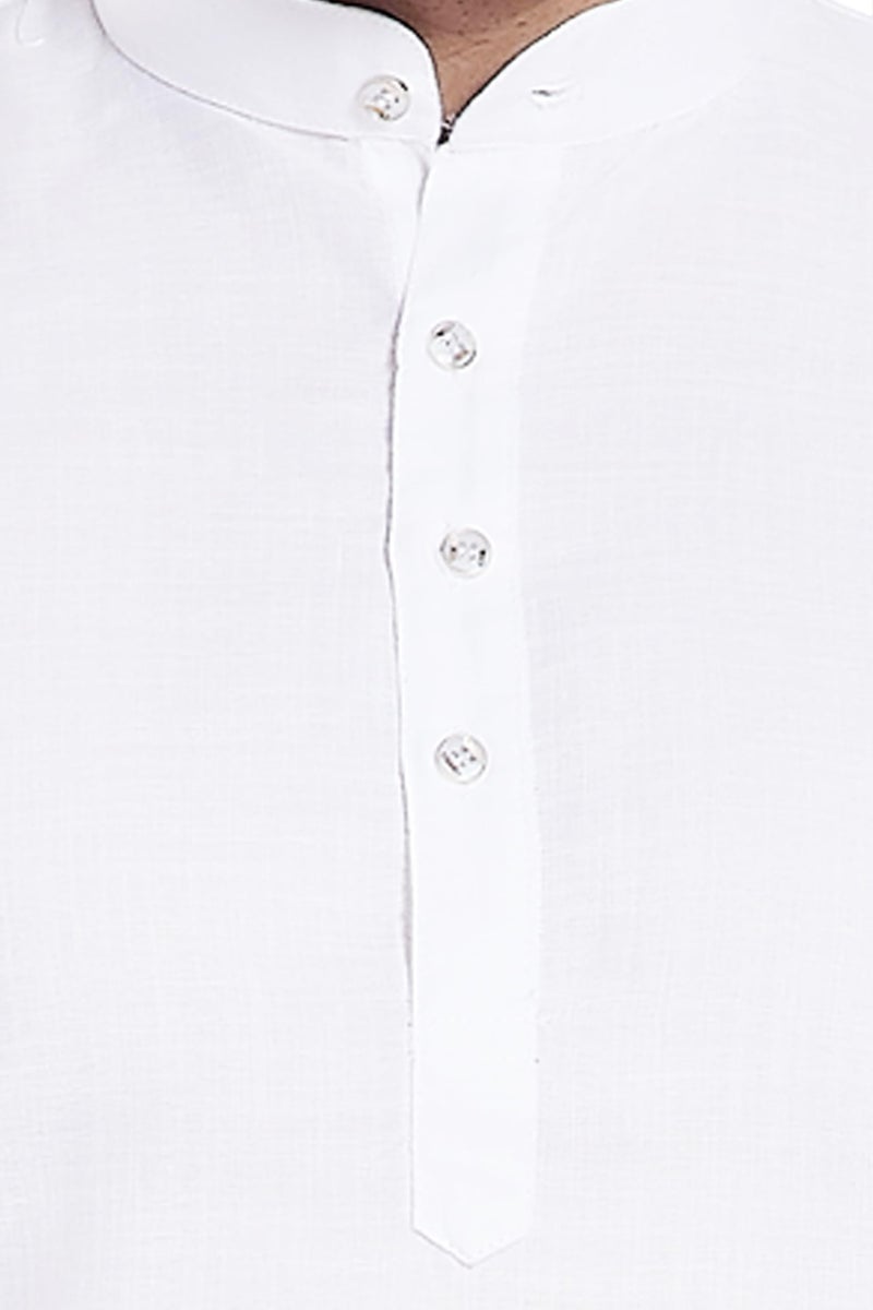 DIVISIVE Men's Plain Cotton Blend Linen Slim Fit Kurta Pyjama Set (DKRT70_XXL_White) - Image 5
