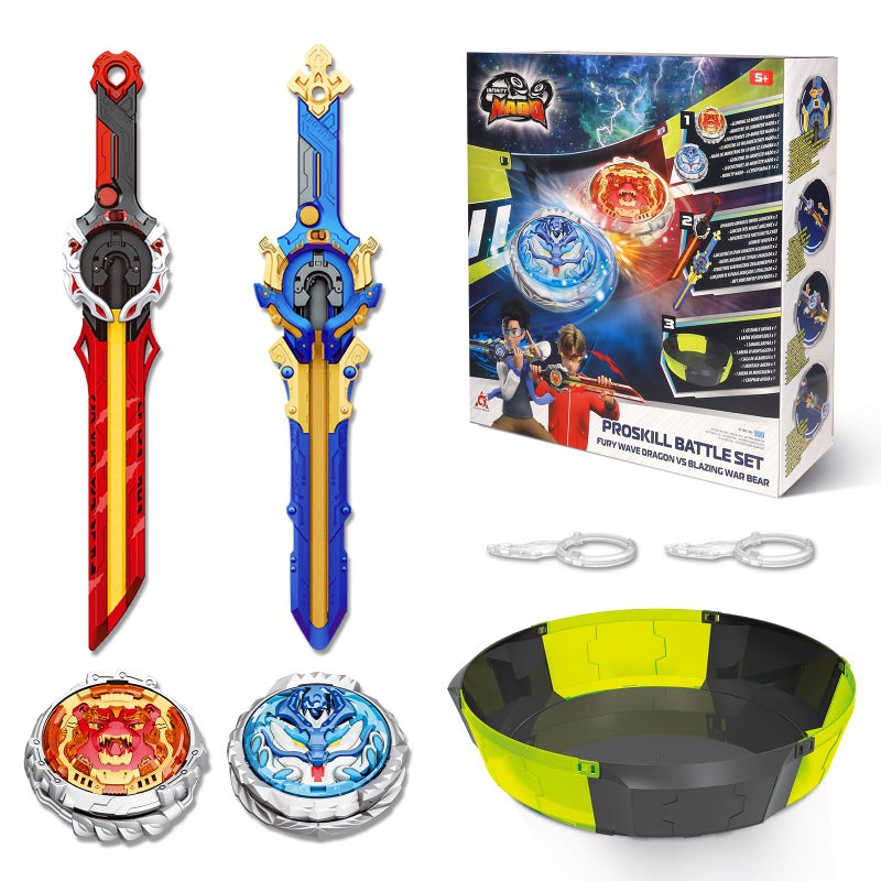 INFINITY NADO Battle Set with Modular Stadium Arena 2PCS Sword Launchers Infinite Acceleration Metal Glowing Battle Top Attack vs Balance Type RightLeftSpinning Top Game Toys for Boys Girls 5 - Image 3