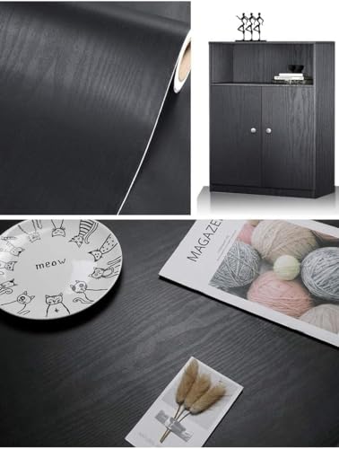 tiltil Black Wallpaper Wood Peel and Stick Wallpaper Black Wood SelfAdhesive Removable Wall paper for Countertop Furniture Kitchen Wall Countertop Contact Paper Easy to Clean 118788 Vinyl - Image 3