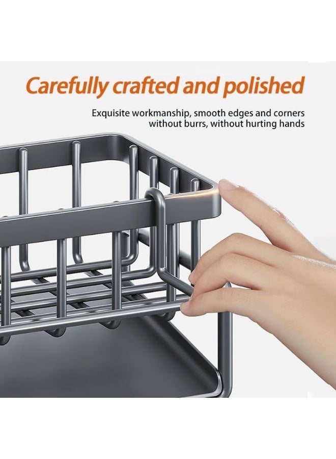 LOKIPA Kitchen Sink Caddy Storage & Organisation, Sink Tidy, ABS Sponge Holder for Kitchen Sink Organiser and Drainer, Sink Soap Holder (Black) - Image 2