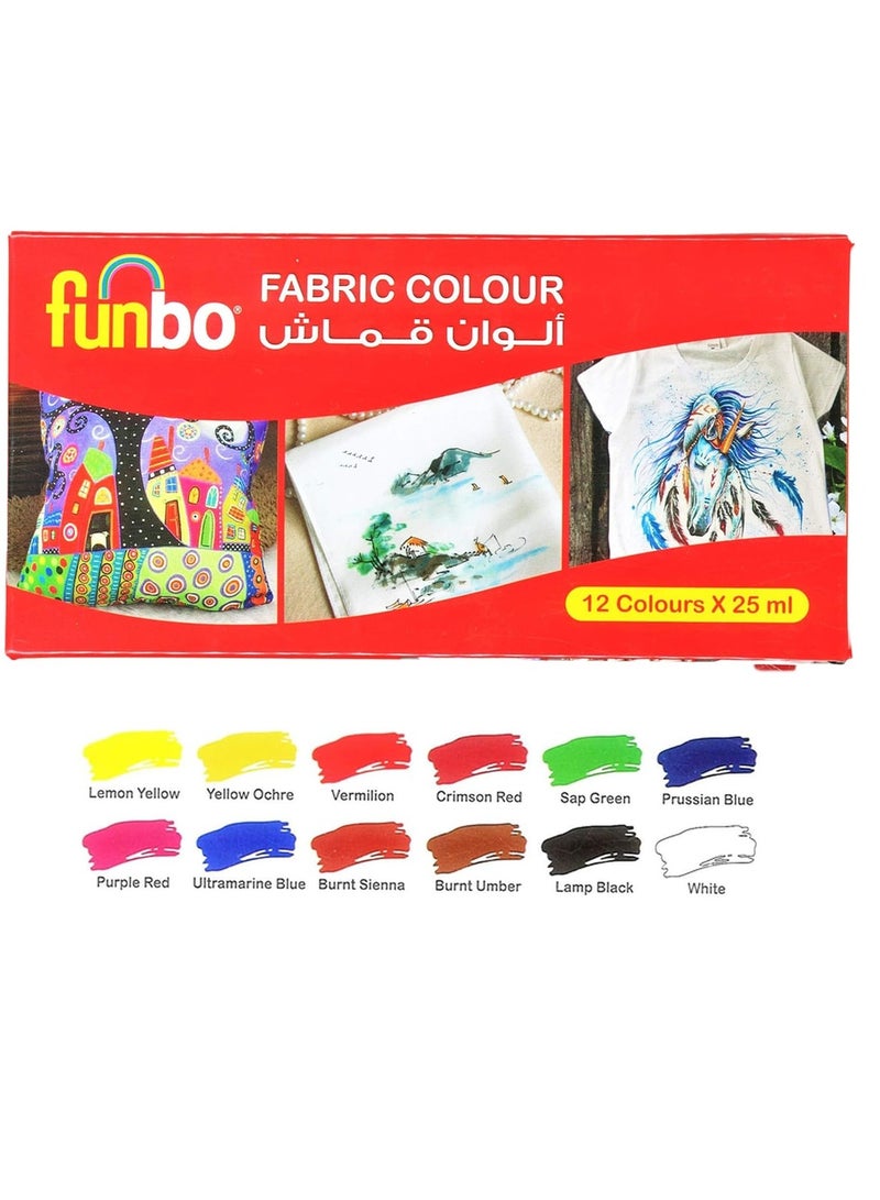 Funbo 12-Piece Fabric Colour 25ml Content Per Bottle - Image 1