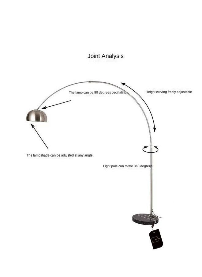 Modern Arc Floor Lamp with 360° Rotatable Hanging Shade, Adjustable Nickel Standing Reading Light with Marble Base, Contemporary Arch Metal Pole Task Lamp for Living Room Couch Sofa