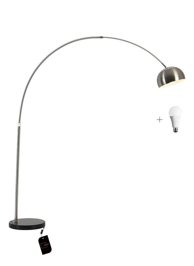 Modern Arc Floor Lamp with 360° Rotatable Hanging Shade, Adjustable Nickel Standing Reading Light with Marble Base, Contemporary Arch Metal Pole Task Lamp for Living Room Couch Sofa