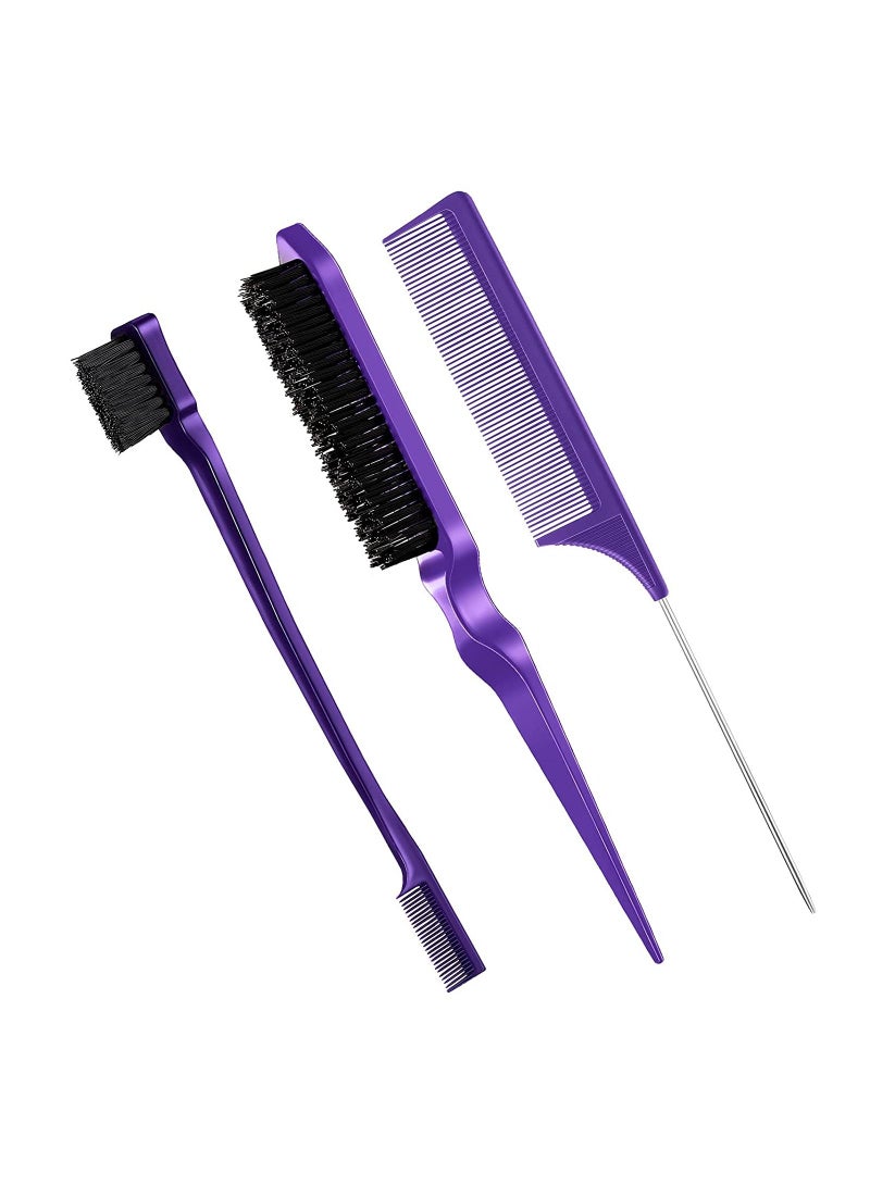ORiTi مجموعة مكونة من 3 قطع من فرشاة الشعر الناعمة ومشط الشعر الناعم ومشط الشعر ذو الحواف ومشط الشعر القوي على شكل ذيل فأر للنساء والأطفال - Image 1