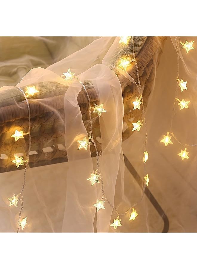 erorex - 40 Led Star String Lights 20 Ft Fairy Lights Battery Operated For Indoor And Outdoor Party Wedding And Holiday Decorations Warm White - Image 1