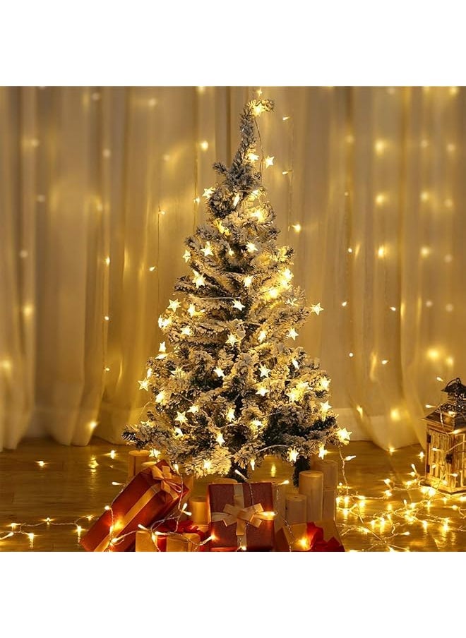 erorex - 40 Led Star String Lights 20 Ft Fairy Lights Battery Operated For Indoor And Outdoor Party Wedding And Holiday Decorations Warm White - Image 1