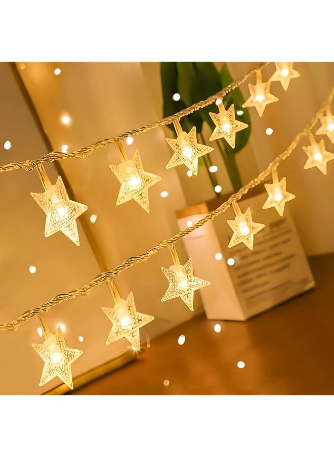 erorex - 40 Led Star String Lights 20 Ft Fairy Lights Battery Operated For Indoor And Outdoor Party Wedding And Holiday Decorations Warm White - Image 1