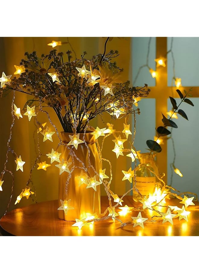 erorex - 40 Led Star String Lights 20 Ft Fairy Lights Battery Operated For Indoor And Outdoor Party Wedding And Holiday Decorations Warm White - Image 1