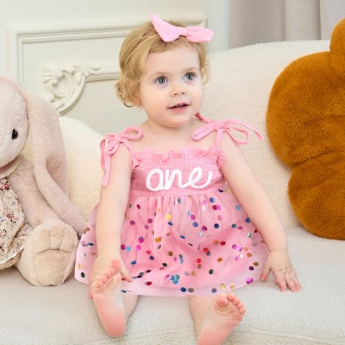 HONGTEYA Baby Girl 1st Birthday Outfit Girl First Birthday Clothes One Year Old Gifts Romper Tulle Summer Newborn Dress - Image 5