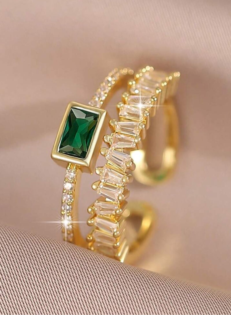 بلو لاين خاتم نسائي أنيق باللون الذهبي مرصع بالزركون بمقاس موحد - Image 2