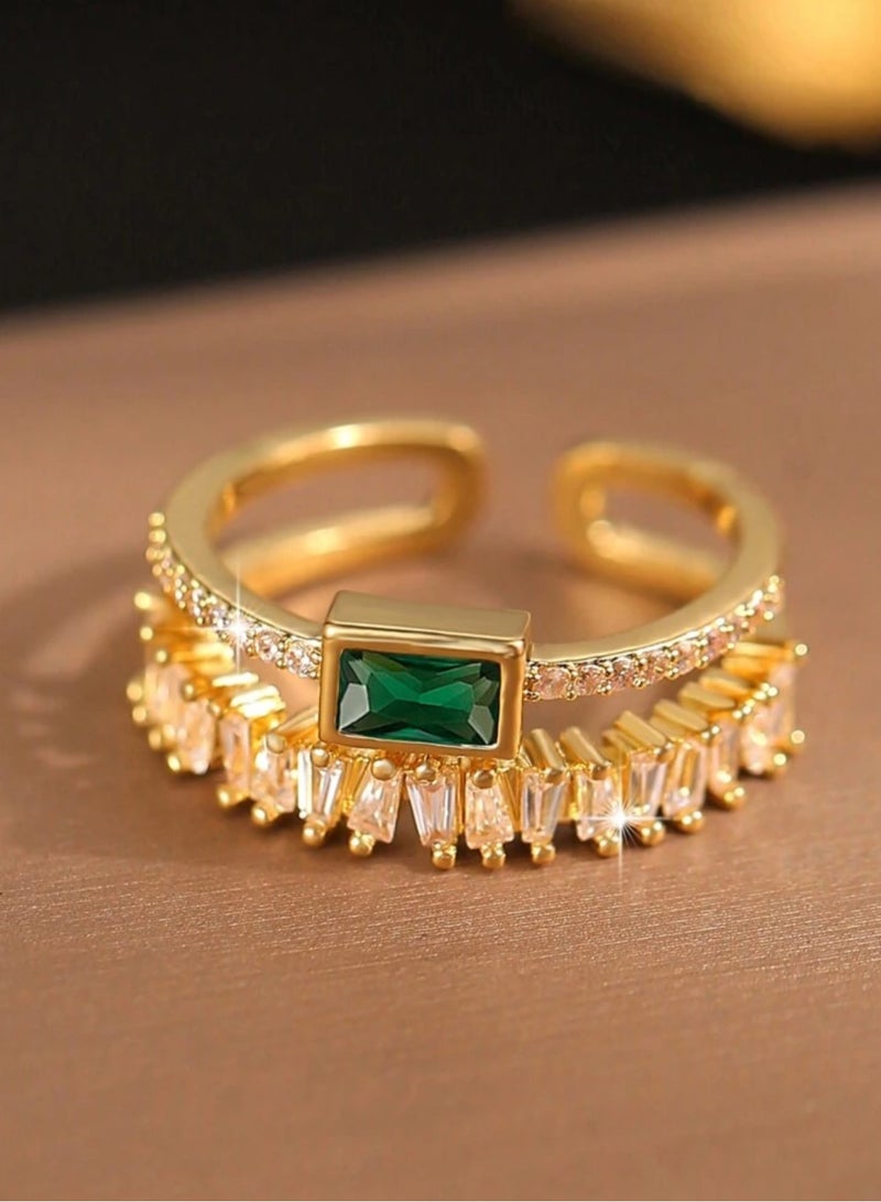 بلو لاين خاتم نسائي أنيق باللون الذهبي مرصع بالزركون بمقاس موحد - Image 3