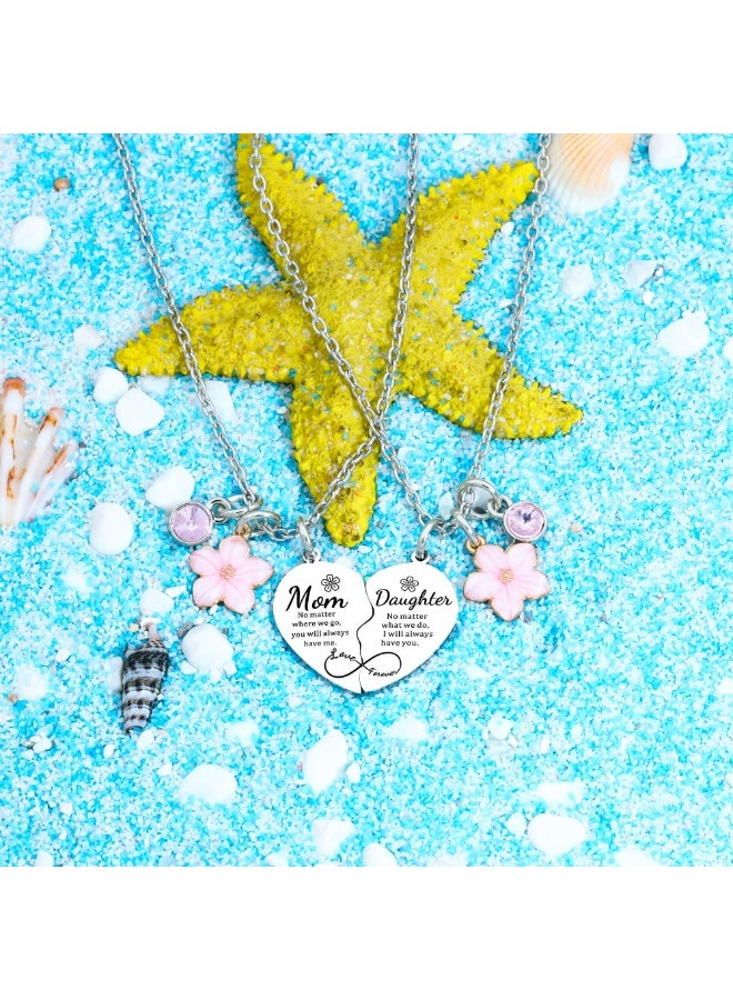 2Pcs Mother Daughter Heart Matching Pendant Necklace Set Gifts For Mom Mothers Day Birthday Christmas Presents From Daughter Mothers Day Gifts for Mom - Image 3