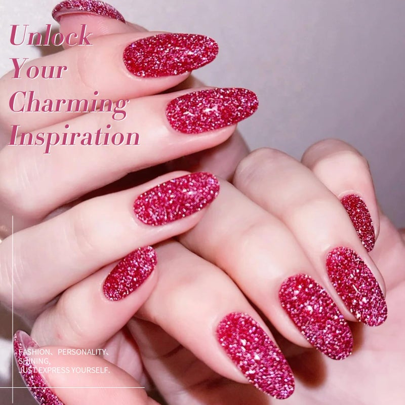 BORN PRETTY Reflective Glitter Gel Nail Polish Pink Holographic Colorful Glitter Spring Summer Gel Polish Sparkly Shiny Disco DJ LED Gel Nail Polish Nail Varnish 6PCS - Image 4