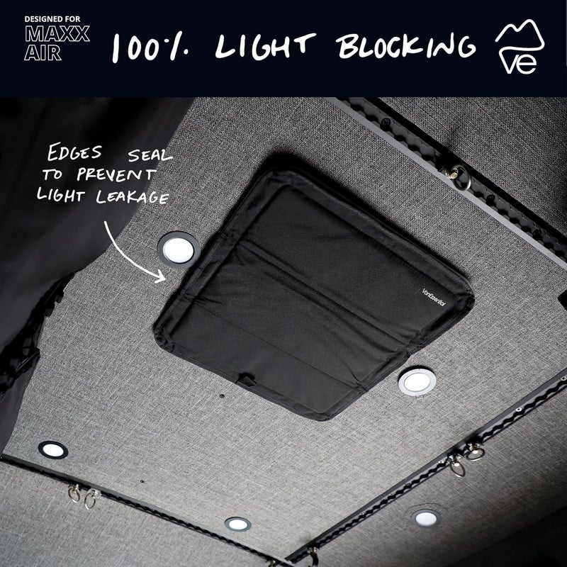 VanEssential Magnetic Insulated Blackout Roof Vent Cover Designed for (MaxxAir/Fantastic Fan) 16.5" x 16.5" - Reflective | Black - Image 4