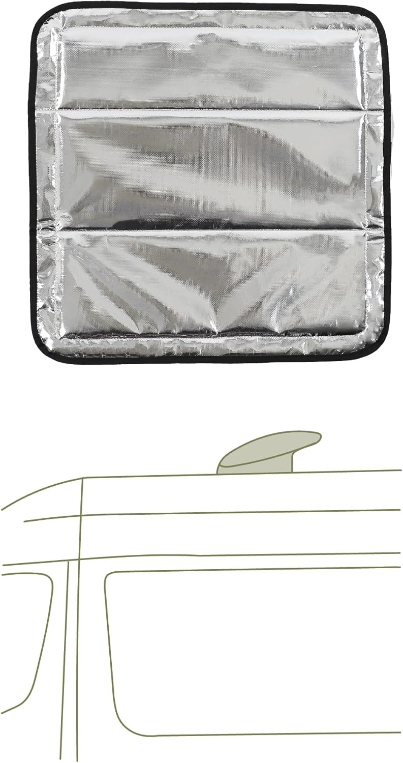 VanEssential Magnetic Insulated Blackout Roof Vent Cover Designed for (MaxxAir/Fantastic Fan) 16.5" x 16.5" - Reflective | Black - Image 1