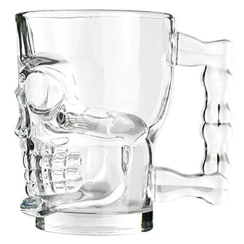 SHOPHOUSSES STREET SHOPHOUSSES STREET 300 ML Crystal Heavy Glass Skull Beer Mug Crystal Clear Skull Design Mug for Parties Gifts Pack of 6 - Image 5