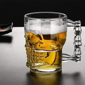 SHOPHOUSSES STREET SHOPHOUSSES STREET 300 ML Crystal Heavy Glass Skull Beer Mug Crystal Clear Skull Design Mug for Parties Gifts Pack of 6 - Image 2