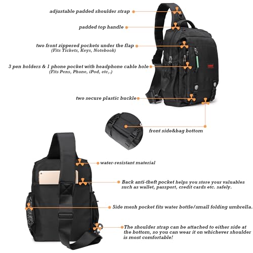 NICGID Sling Bags Chest Shoulder Backpacks, 13.3'' Laptop Backpack Crossbody Messenger Bag Travel Outdoor Men Women - Image 4