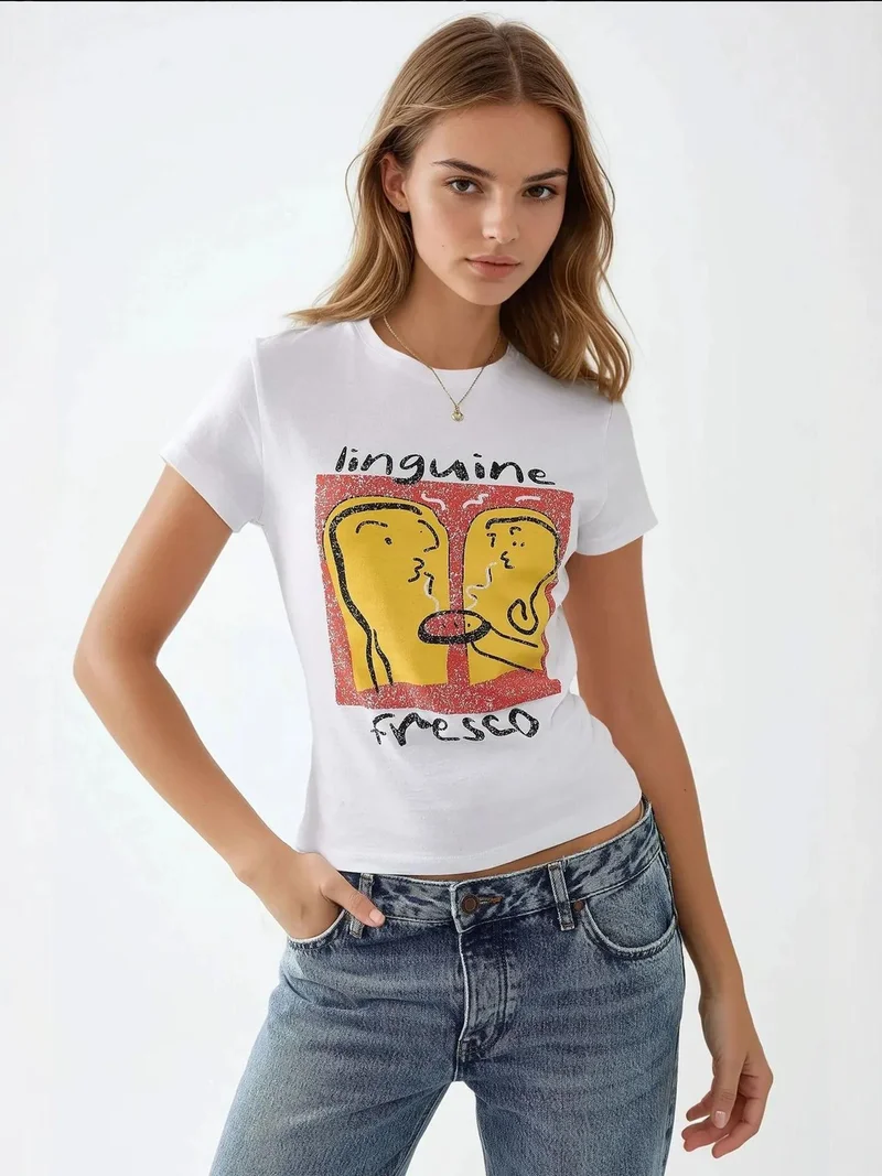 HICCUP Slim Fit Printed Crew Neck T-Shirt