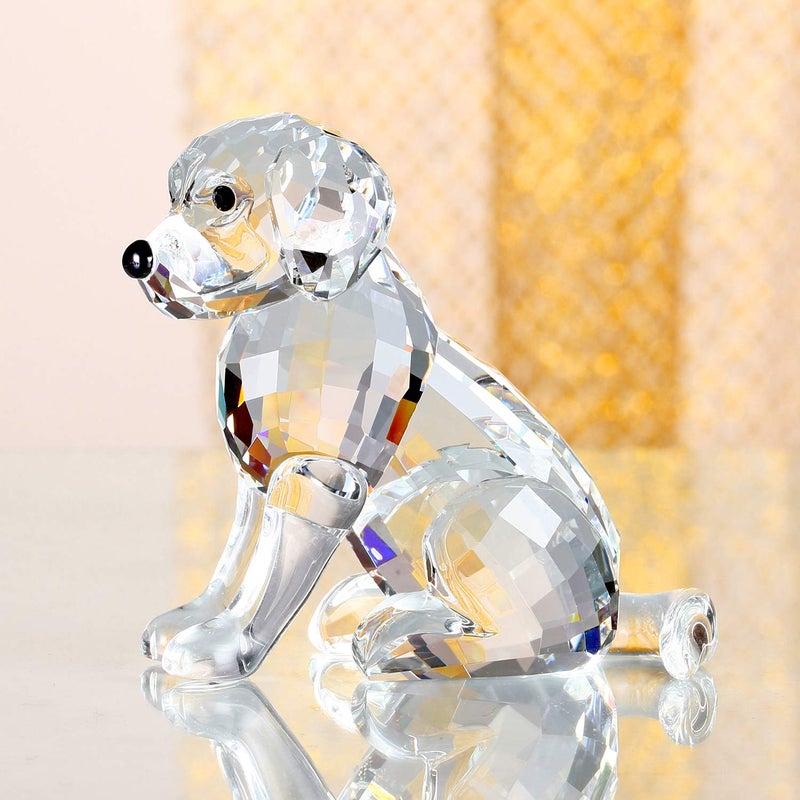 DOJOZ Crystal Labrador Dog Puppy Figurine Animals Lovely Craft Home Decor Ornaments Collectible Birthday Gifts (White) - Image 3