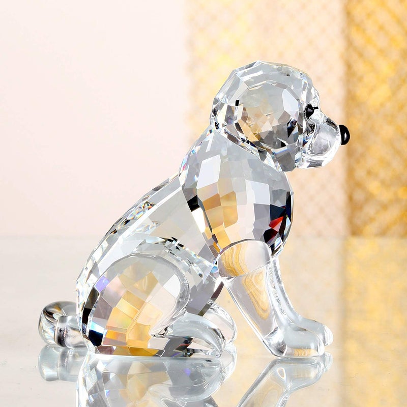 DOJOZ Crystal Labrador Dog Puppy Figurine Animals Lovely Craft Home Decor Ornaments Collectible Birthday Gifts (White) - Image 2