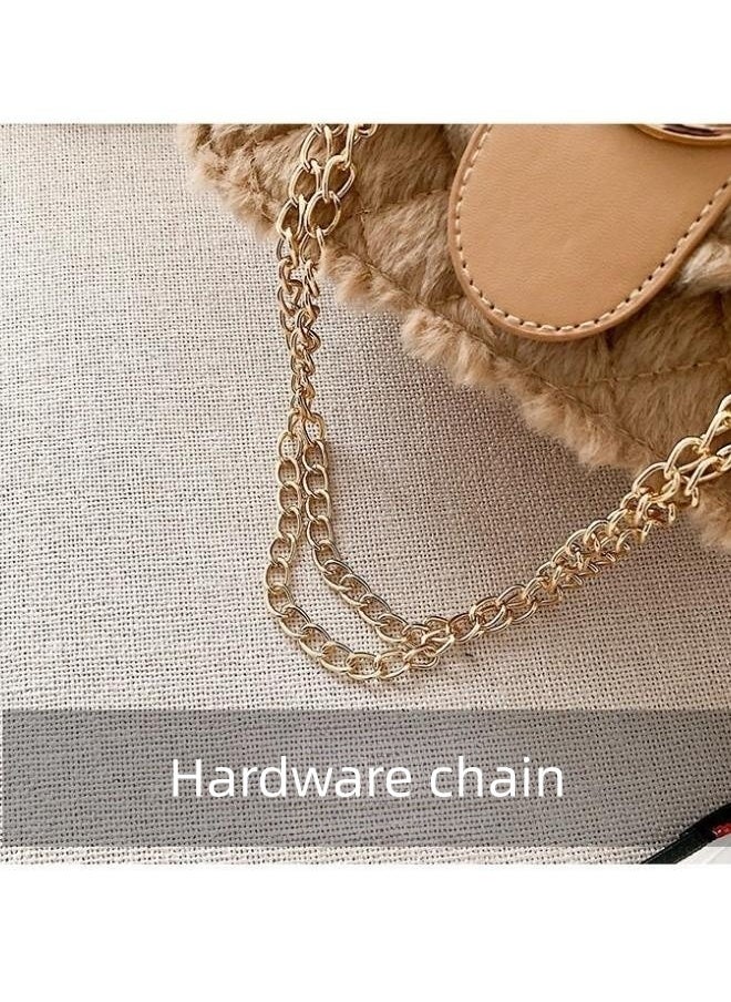 WAOKN - Women's New Fashionable Shoulder Bag, Ladiesversatile Chain Bag, Lamb Plush Crossbody Bag Side Bag Sling Bag, Textured Hardware Commuting Carrying Bag Handbag Tote Bag - Image 1